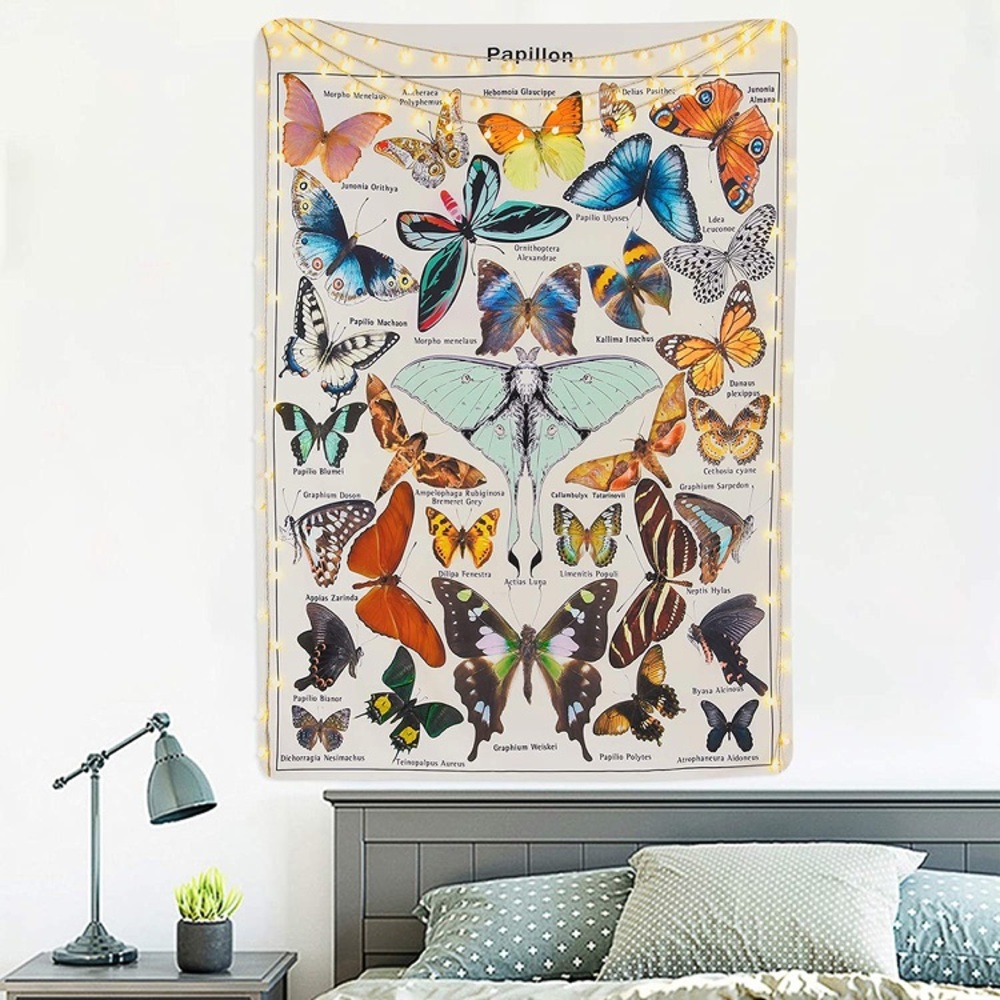 Butterfly Botanical Floral Tapestry Vintage Tapestry Bed/Wall/Outdoor Decoration - Picture 6 of 7